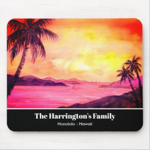 Mousepad Pôr do sol tropical aquarela por Farida Greenfield