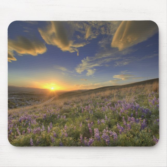 Mousepad Pôr o sol sobre as Montanhas Bitterroot e o vasto (Frente)