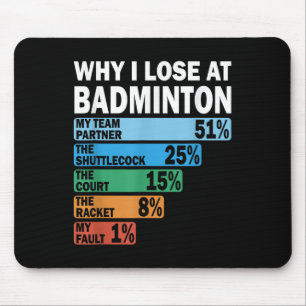 Mousepad Por que eu perco no Badminton Engraçado Minha Falt