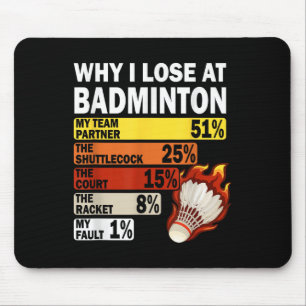 Mousepad Por que eu perco no Badminton Engraçado Minha Falt