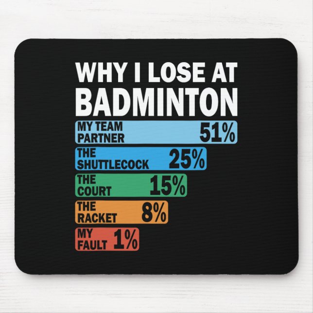 Mousepad Por Que Eu Perder Em Badminton Engraçado Minha Cul (Frente)