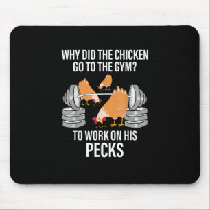 Mousepad Por que o frango foi à academia Engraçado animal