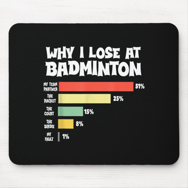 Mousepad Por que perco no badminton Desculpas engraçadas Pe (Frente)