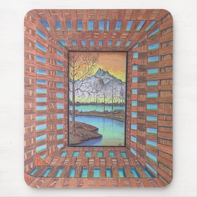 Mousepad Por Trás Dos Desenhos De Madeira (Frente)