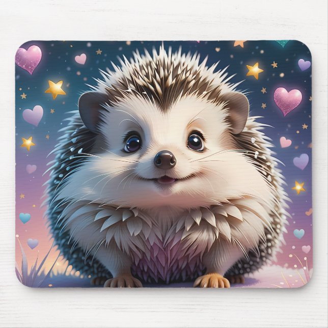 Mousepad Porco Adorável com estrelas e corações (Frente)
