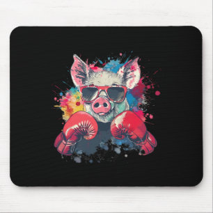 Mousepad Porco Boxeador Com Luvas de Boxe Kickboxing Engraç