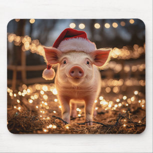 Mousepad Porco com chapéu de Papai Noel