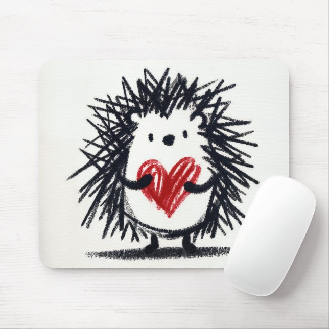 Mousepad Porco com Coração de Dodle (Com mouse)