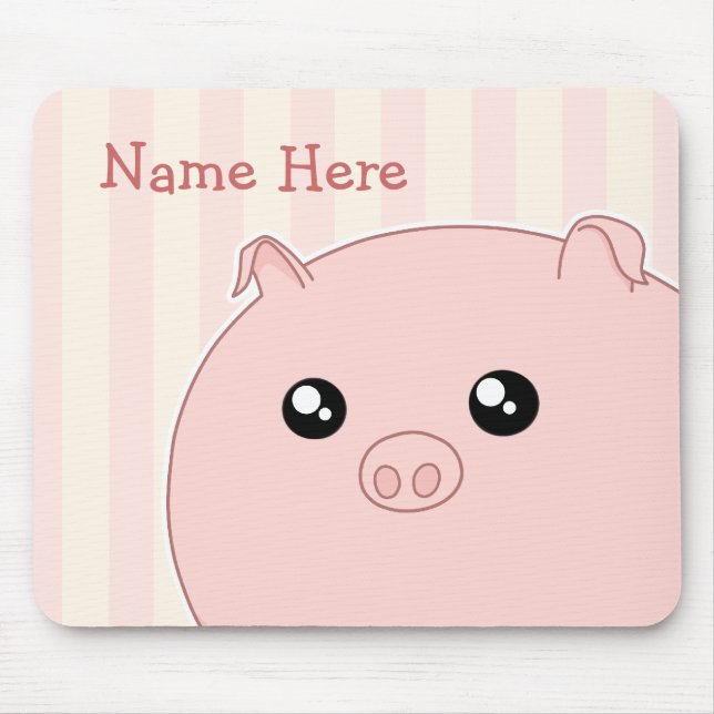 Mousepad Porco cor-de-rosa carnudo bonito de Kawaii (Frente)