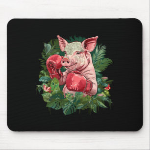 Mousepad Porco de Boxe Com Luvas de Boxe Kickboxing Caixa E