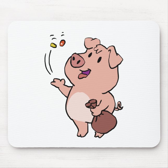 Mousepad Porco engraçado comendo doces | escolher cor de fu (Frente)