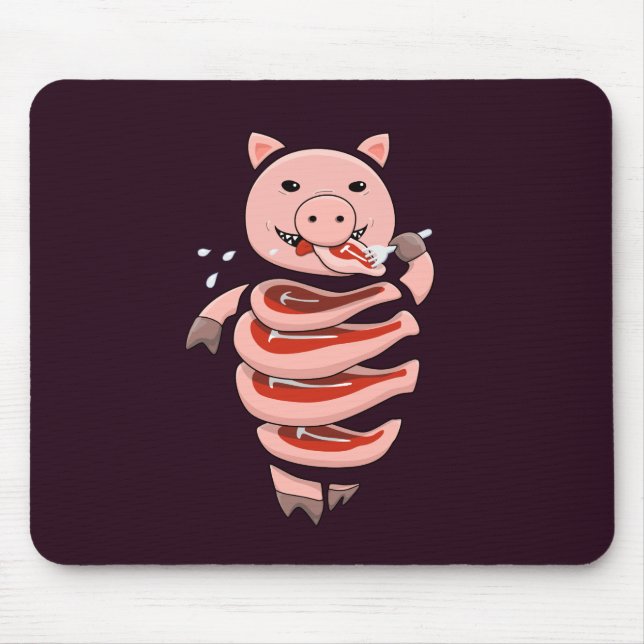 Mousepad Porco Engraçado Comendo Roupas De Si Mesmo (Frente)