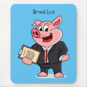 Mousepad Porco engraçado em desenhos animados