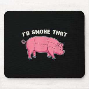 Mousepad Porco Engraçado Fumar O Chef De Churrasco Grelando