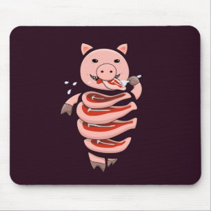 Mousepad Porco engraçado que come bifes dse