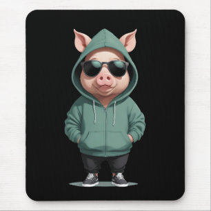 Mousepad Porco Vestindo Hoodie Engraçado Caráter Animal Leg