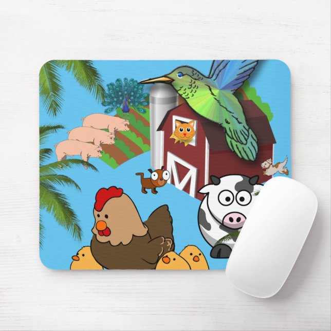 Mousepad Porcos de Vaca, Fazenda, Galinhas, Mouse Pad! Mous (Com mouse)