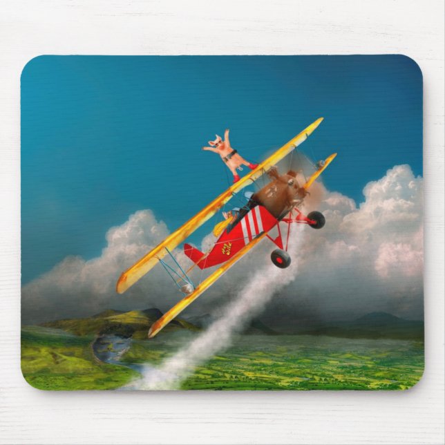 Mousepad Porcos Voadores - Avião - Loucos Suínos (Frente)