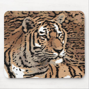 Mousepad Porta-bocas de tigre selvagem artístico
