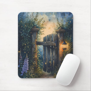 Mousepad Porta De Jardinagem Encantada Sob Céu Firefly