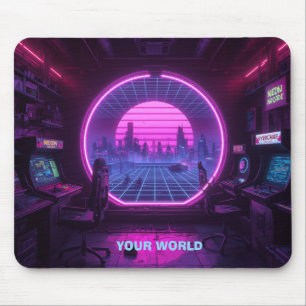 Mousepad Portal de Arcade Personalizado Neon Cyberpunk para