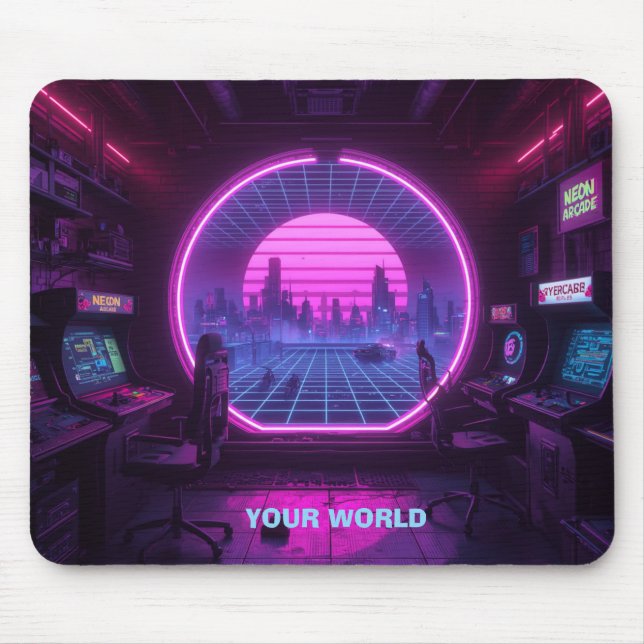 Mousepad Portal de Arcade Personalizado Neon Cyberpunk para (Frente)
