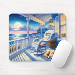Mousepad Portão Costeira Ligada com Vista de Cão e Oceano