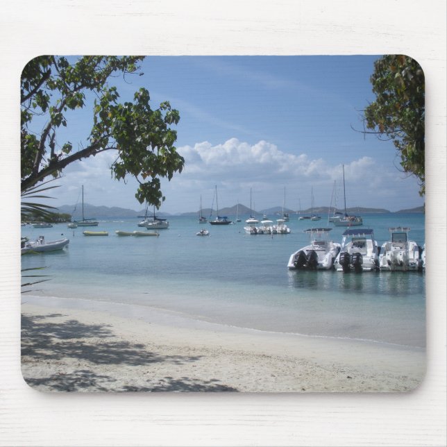 Mousepad Porto de Ilha Caribenha com Praia (Frente)