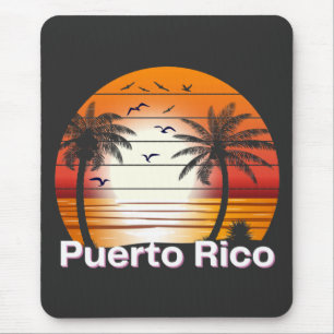 Mousepad Porto Rico Vintage Palm Trees Summer Beach