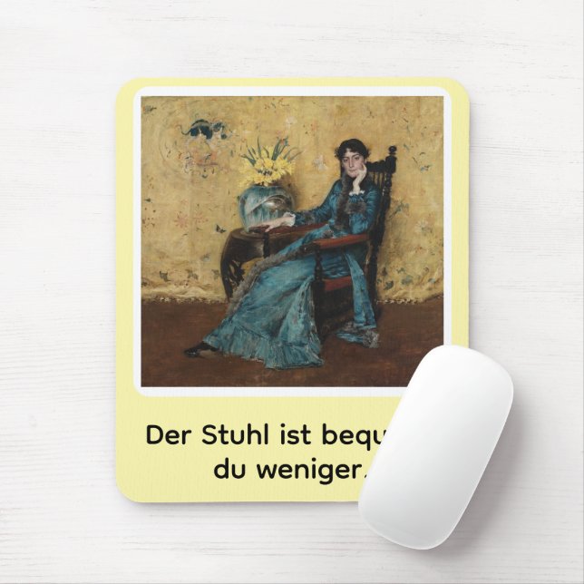 Mousepad Portrait von Dora Wheeler mit frechem Spruch (Com mouse)