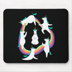 Mousepad Poses de Saudação ao Sol de Yoga de Unicórnio Meme