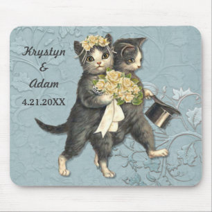 Mousepad Posh Cats Wedding Blue