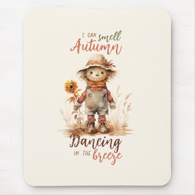 Mousepad Posso Cheirar outono - Espantalho Russo e Girassol (Frente)