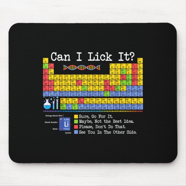 Mousepad Posso Lamber Tabela Periódica Piada Professor de C (Frente)