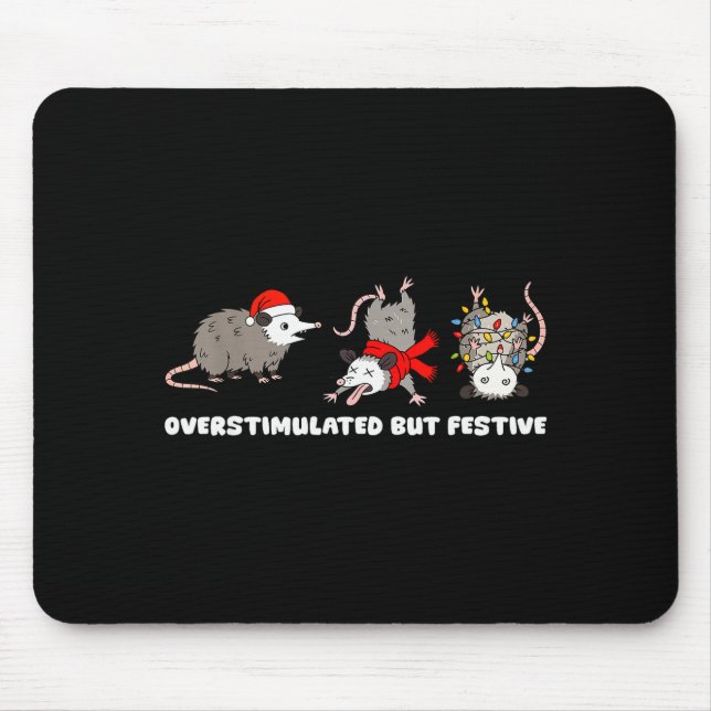Mousepad Possum de Natal Engraçado Mas Superestimulado  (Frente)