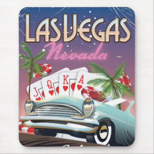 Mousepad Poster das férias do estilo do vintage de Las