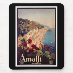 Mousepad Poster das viagens vintage de Amalfi, Italia