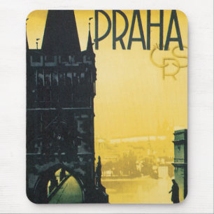 Mousepad Poster das viagens vintage de Praga