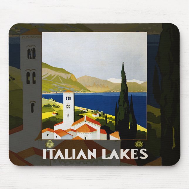 Mousepad Poster de-arte dos Lagos Italianos (Frente)