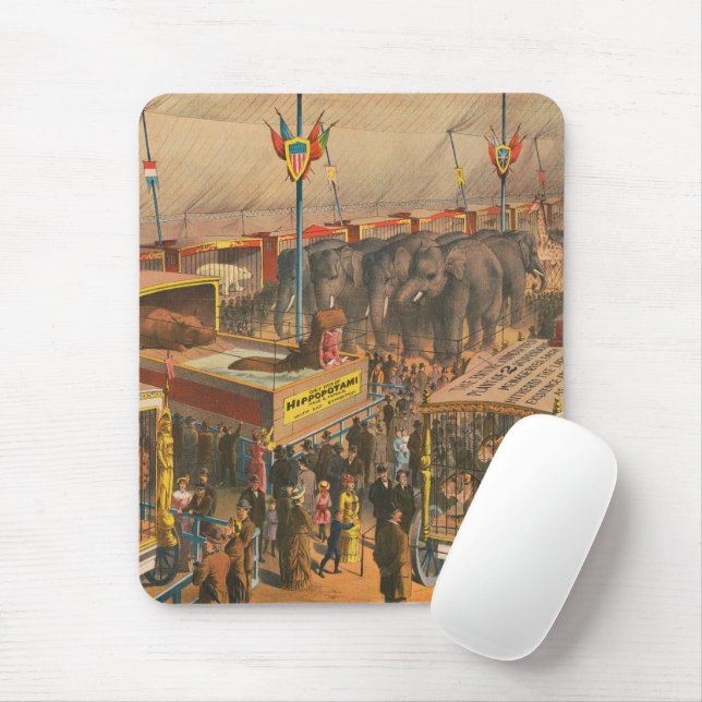 Mousepad Poster De Circo De Animais Na Exposição Em Tent (Com mouse)