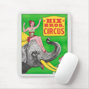 Mousepad Poster de Circo Mostrando A Uma Mulher Um Elefante
