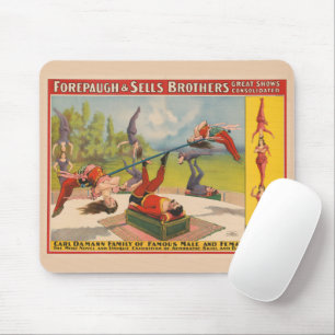 Mousepad Poster de Circo Mostrando Atos Acrobáticos, Circa 
