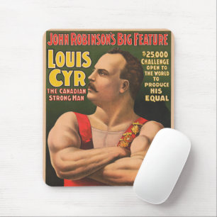 Mousepad Poster de Circo Mostrando Louis Cyr Com Braços Cru
