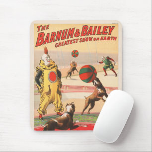 Mousepad Poster de Circo Mostrando Palhaços Com Cães Execut
