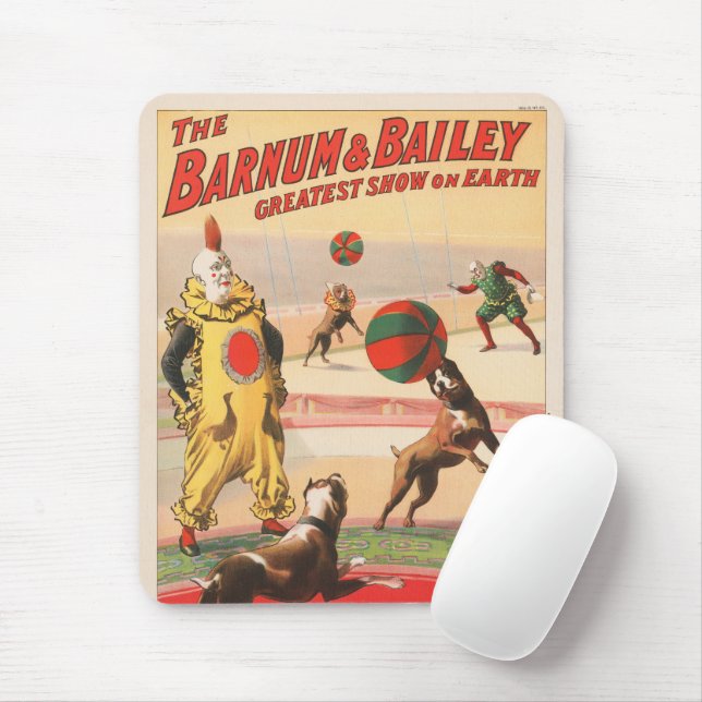 Mousepad Poster de Circo Mostrando Palhaços Com Cães Execut (Com mouse)