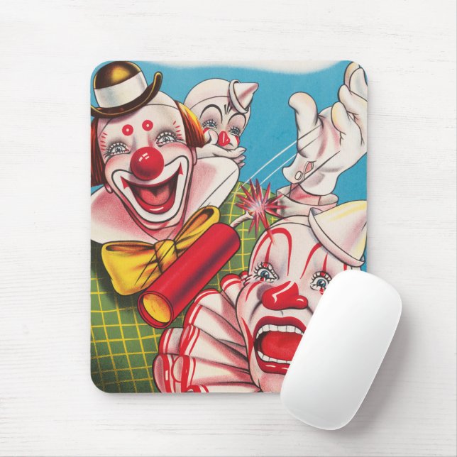 Mousepad Poster de Circo Mostrando Rostos De Palhaço E Cach (Com mouse)