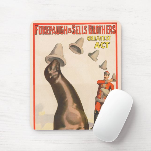Mousepad Poster de Circo Mostrando Um Chapéu De Captura De  (Com mouse)