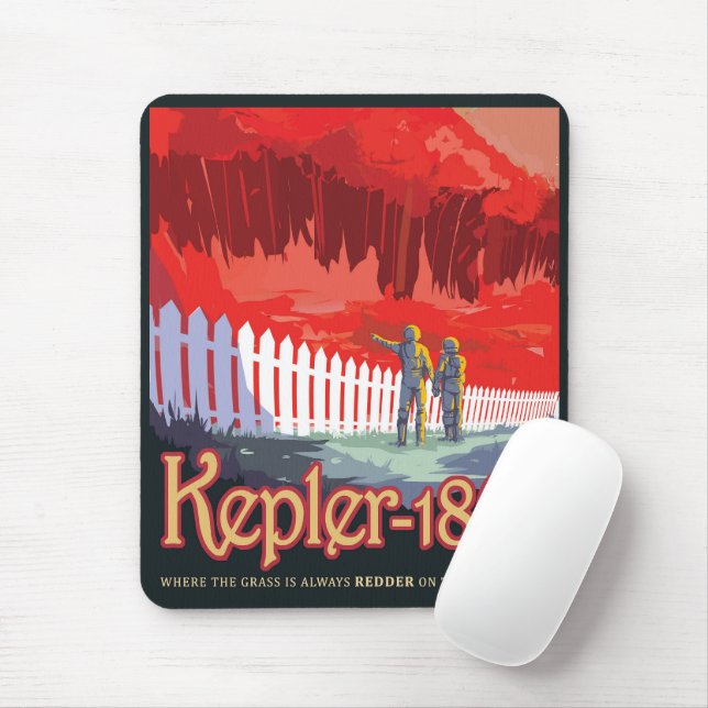 Mousepad Poster De Espaço Retroativo Do Kepler-186f. (Com mouse)