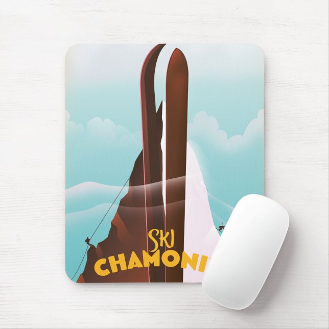 Mousepad Poster de Esqui Chamonix-Mont-Blanc (Com mouse)