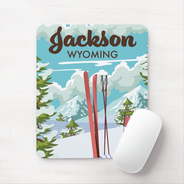 Mousepad Poster de esqui Jackson Wyoming (Com mouse)